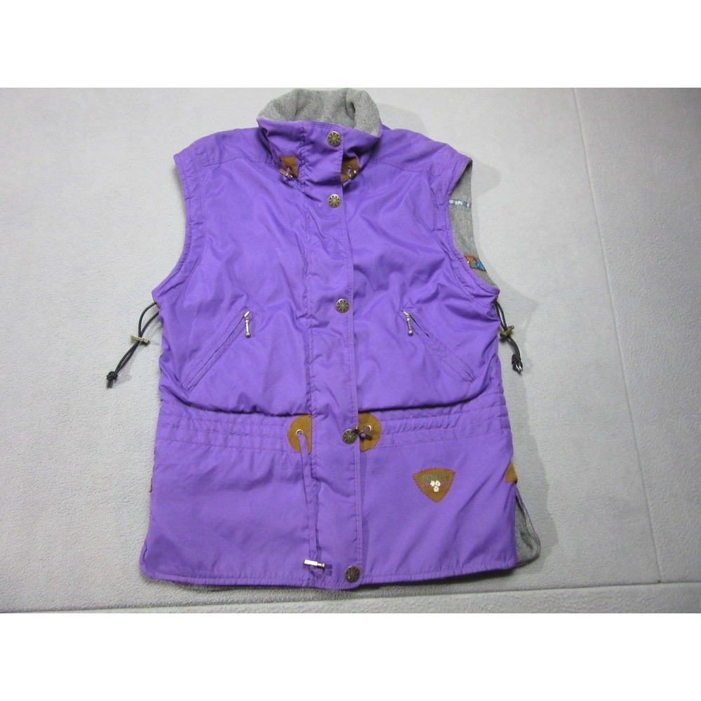 Obermeyer Vest Women 6 Purple Gray Excellent Reversible Ski Mock Neck Incognito
